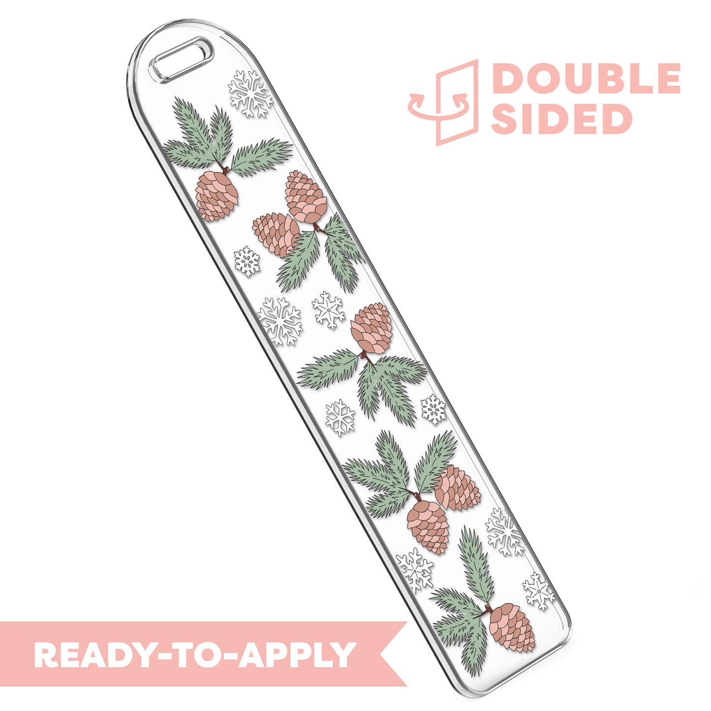 [ Double Sided ] Bookmark UV DTF Decal | Winter Pinecone