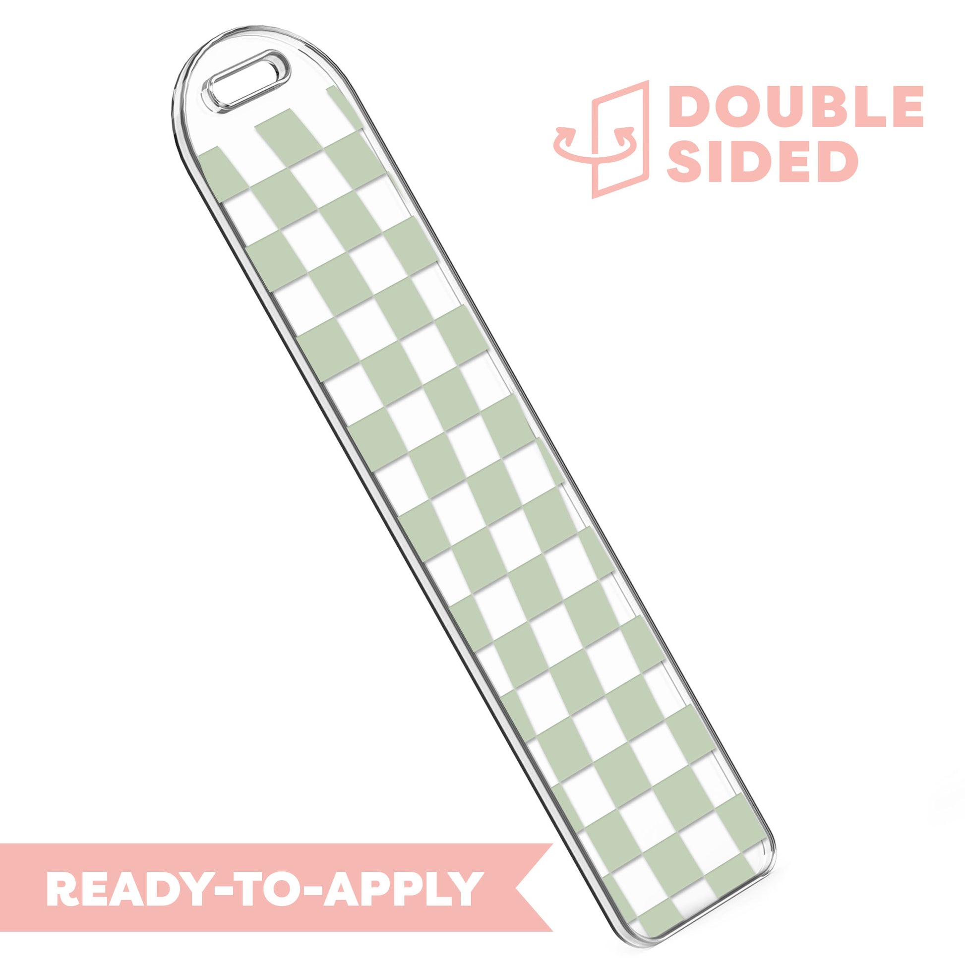 [ Double Sided ] Bookmark UV DTF Decal | Wavy Matcha Checkered