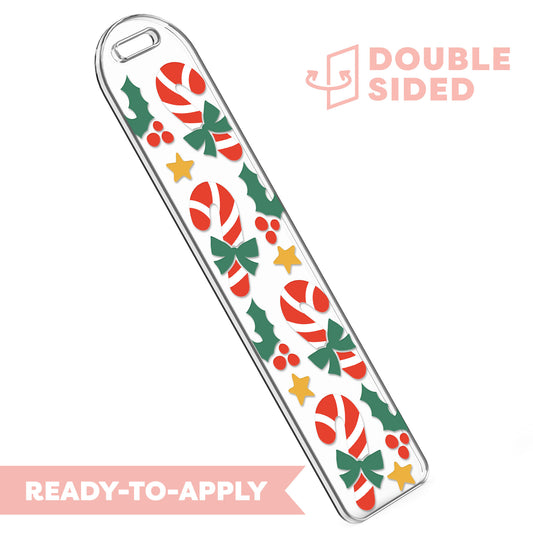 [ Double Sided ] Bookmark UV DTF Decal | Classic Candy Cane