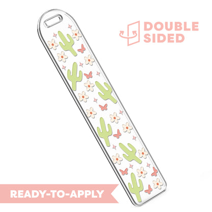 [ Double Sided ] Bookmark UV DTF Decal | Floral Cactus