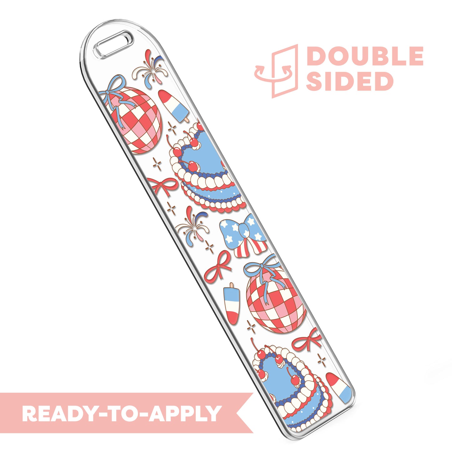 [ Double Sided ] Bookmark UV DTF Decal | Red x Blue x White