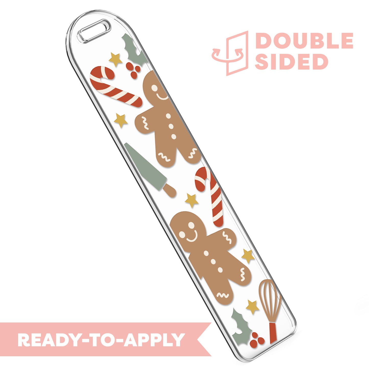 [ Double Sided ] Christmas Bookmark Decal | Gingerbread Man Baking