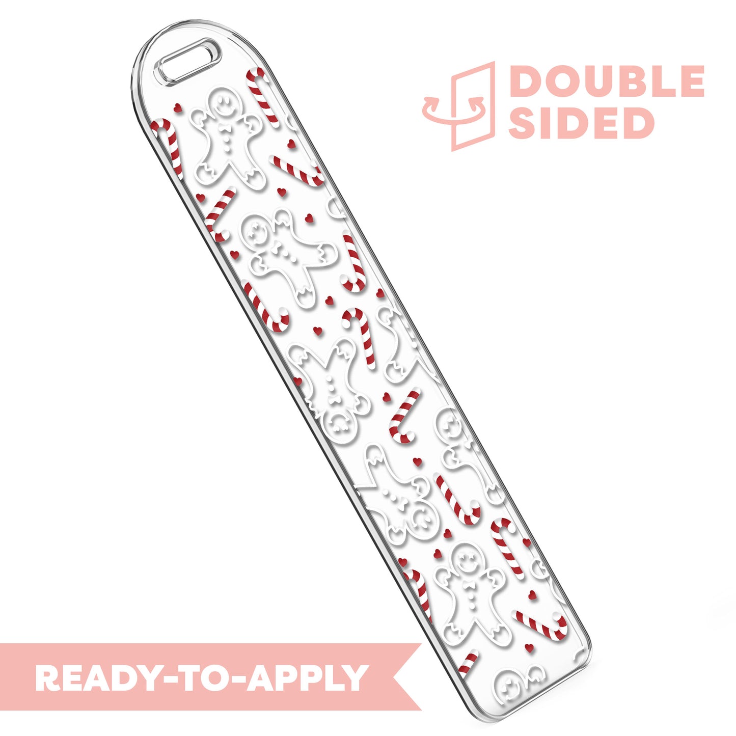 [ Double Sided ] Bookmark UV DTF Decal | Candy Cane & Gingerbread Man