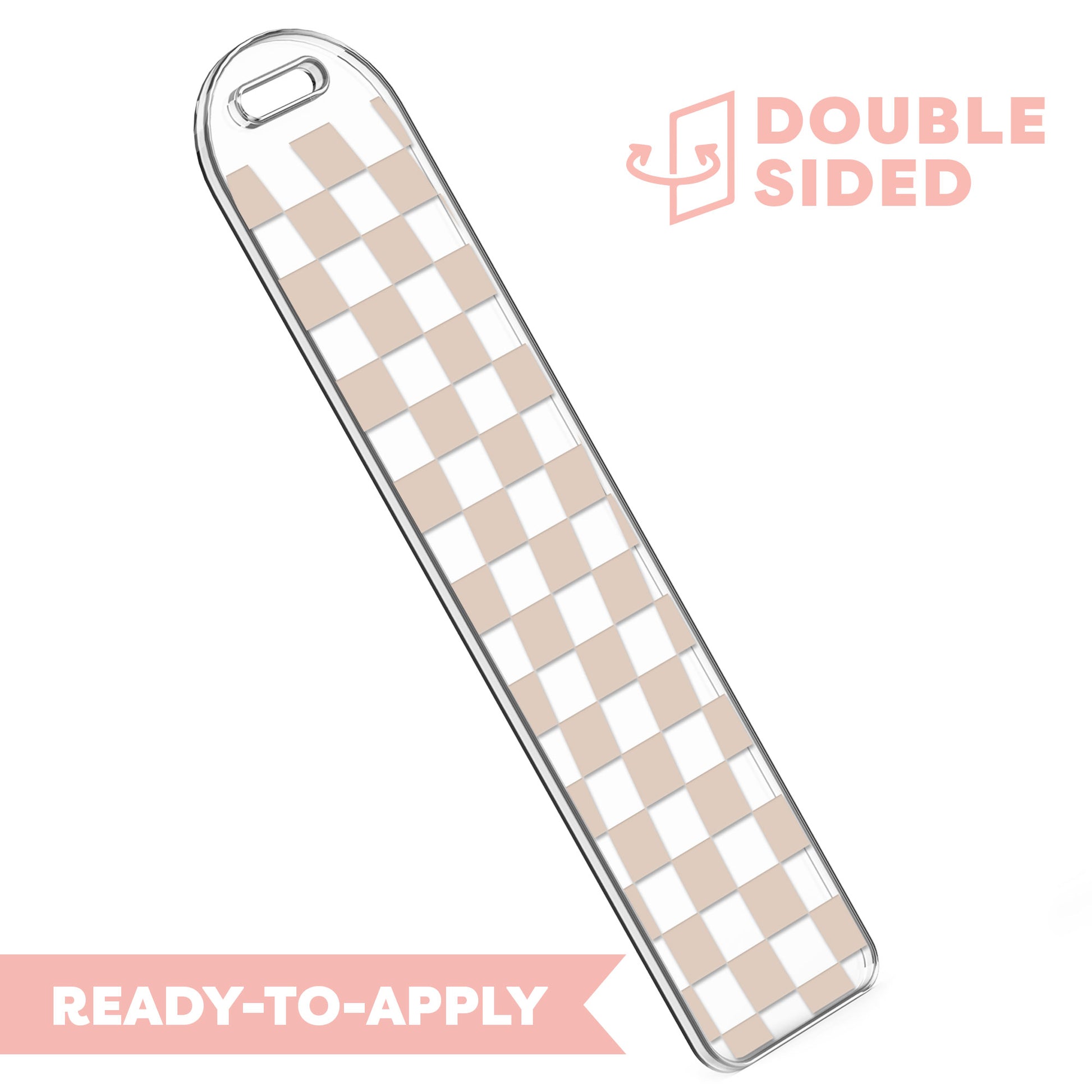 [ Double Sided ] Bookmark UV DTF Decal | Wavy Beige Checkered