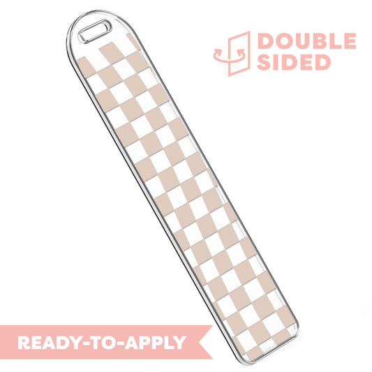 [ Double Sided ] Bookmark UV DTF Decal | Wavy Beige Checkered