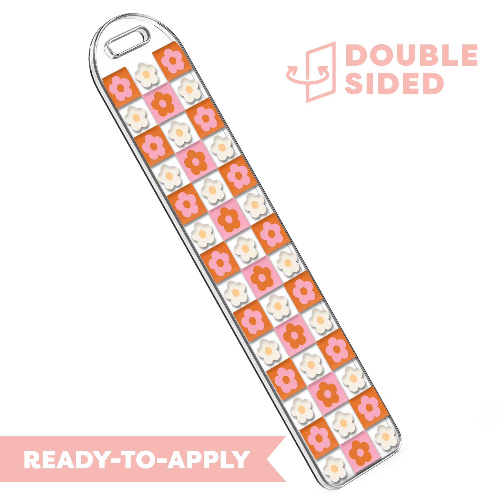 [ Double Sided ] Bookmark UV DTF Decal | Retro Flower Pink