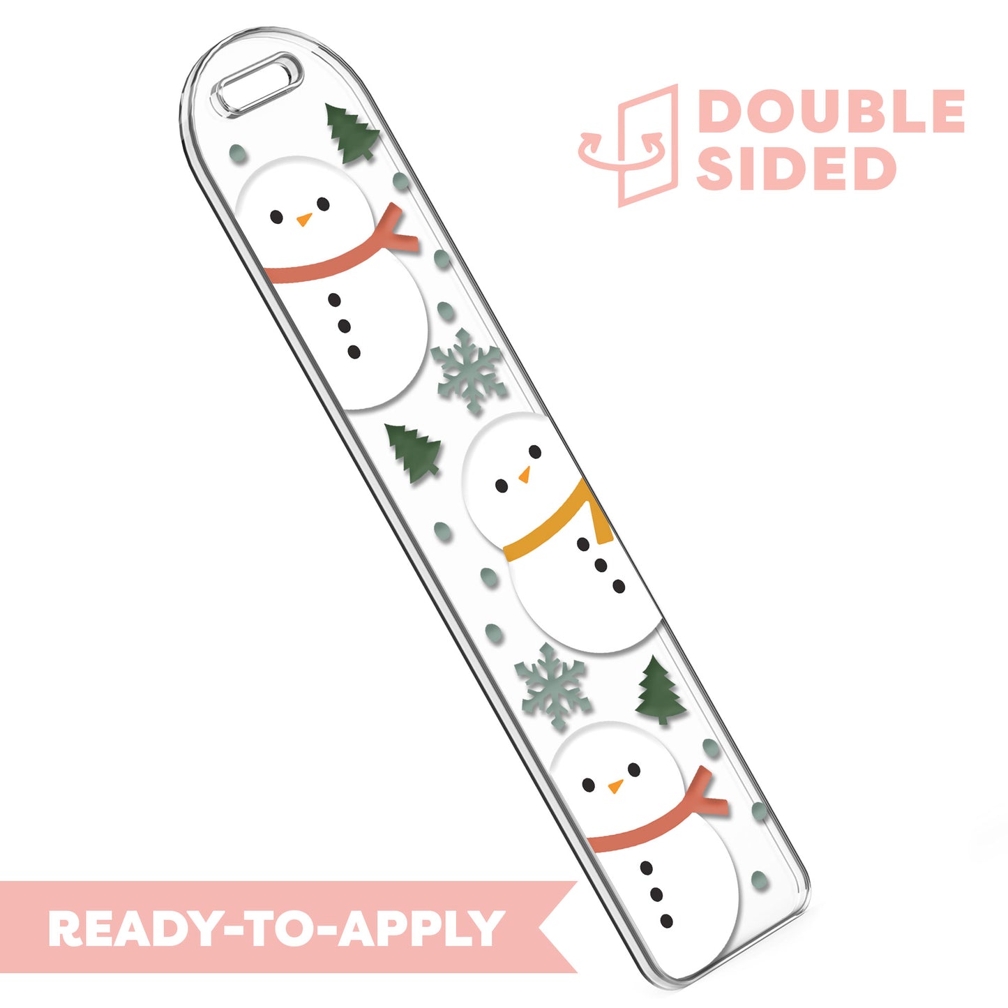 [ Double Sided ] Bookmark UV DTF Decal | Cute Snowman