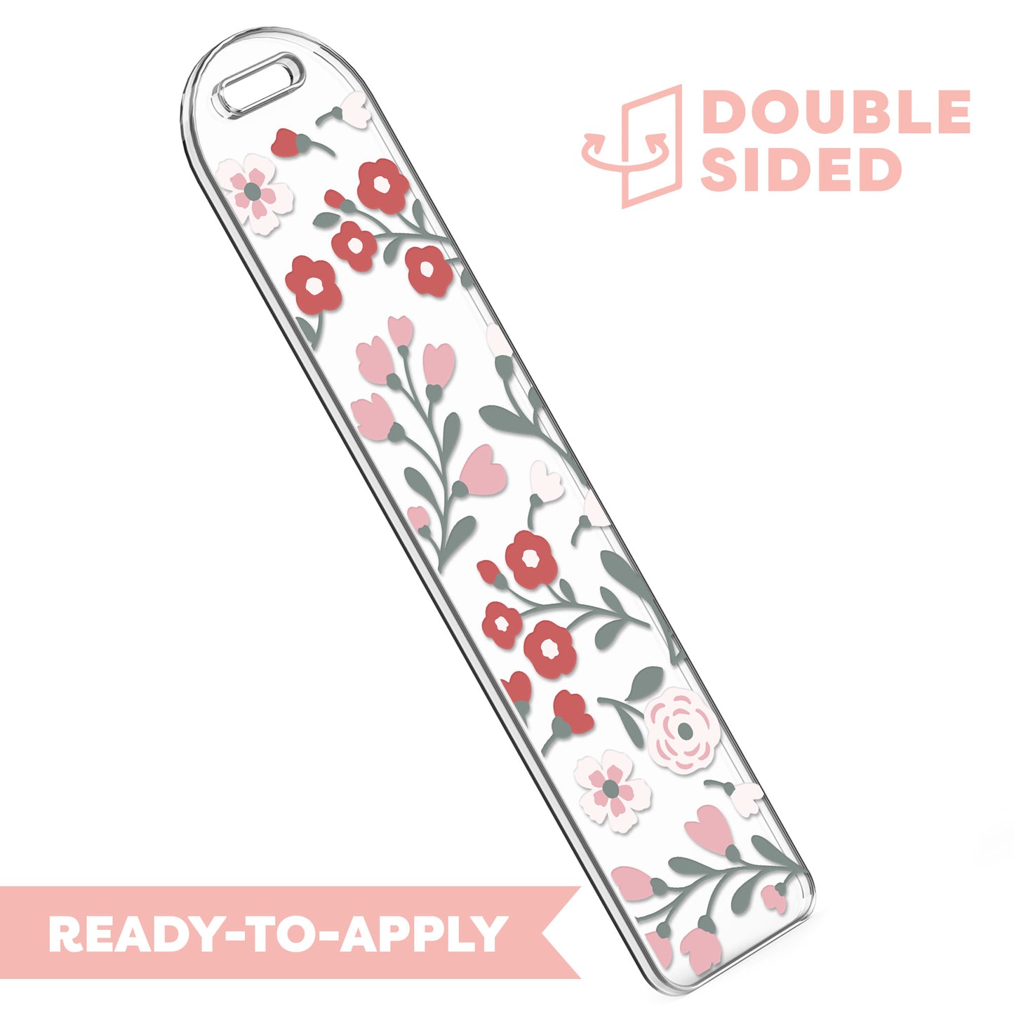 [ Double Sided ] Bookmark UV DTF Decal | Pink and Red Flower Garden