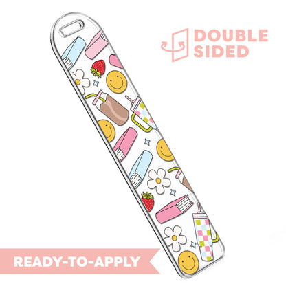 [ Double Sided ] Bookmark UV DTF Decal | Checkered Stanley & Book