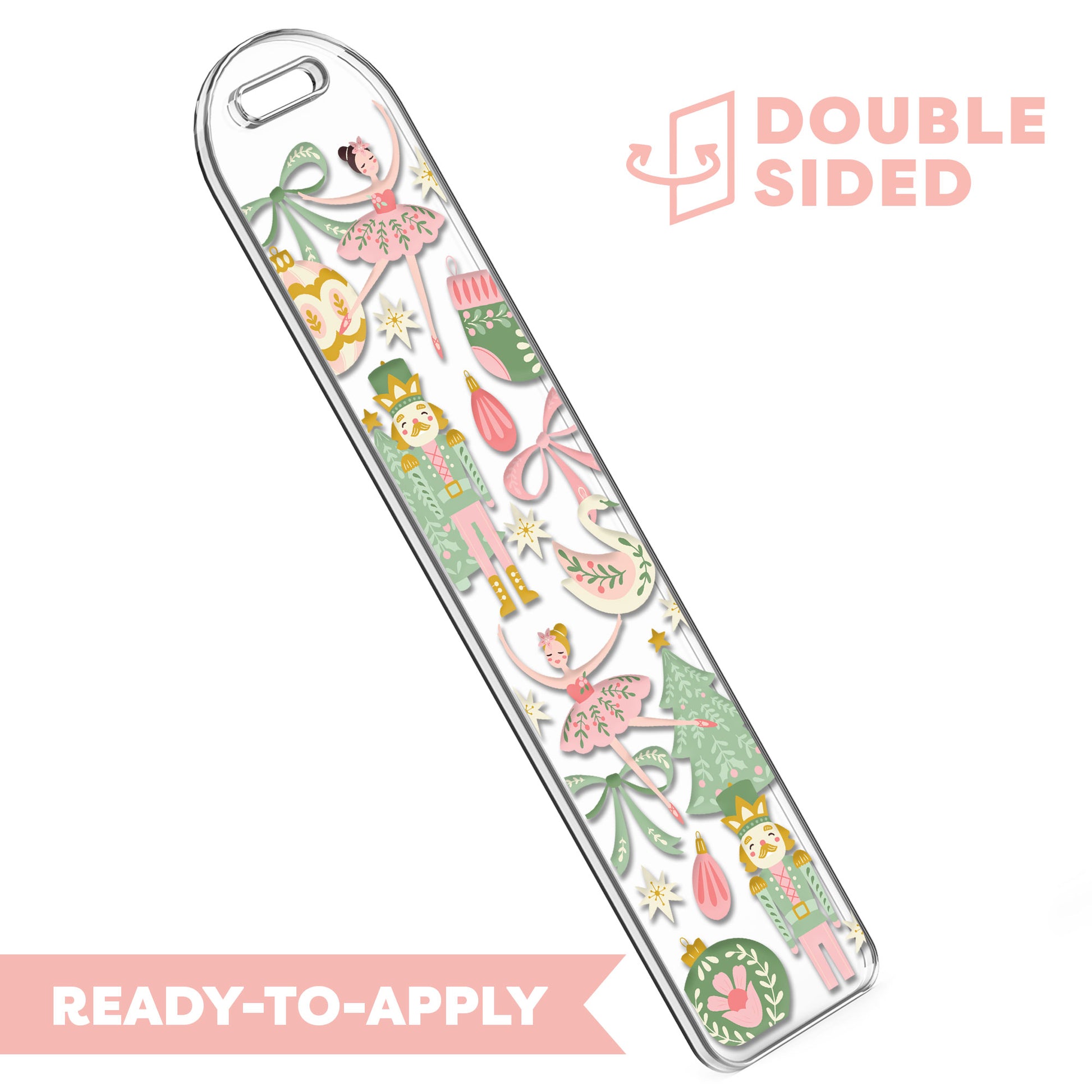 [ Double Sided ] Bookmark UV DTF Decal | Pink Nutcracker