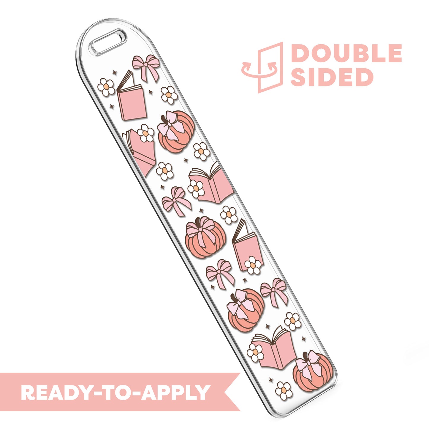 [ Double Sided ] Bookmark UV DTF Decal | Pumpkin & Books