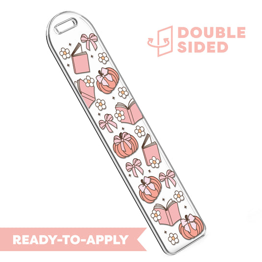 [ Double Sided ] Bookmark UV DTF Decal | Pumpkin & Books