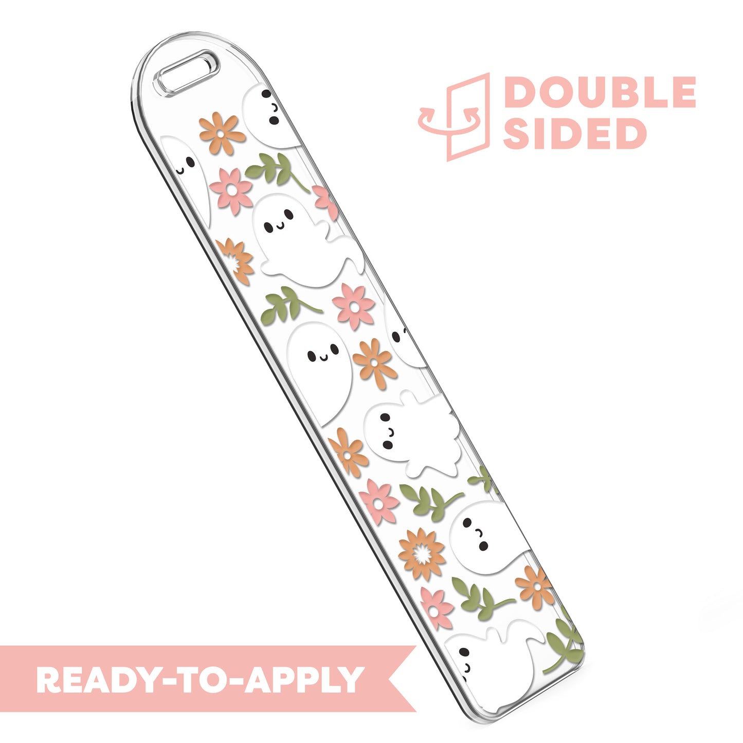 [ Double Sided ] Bookmark UV DTF Decal | Cute Flower Ghost