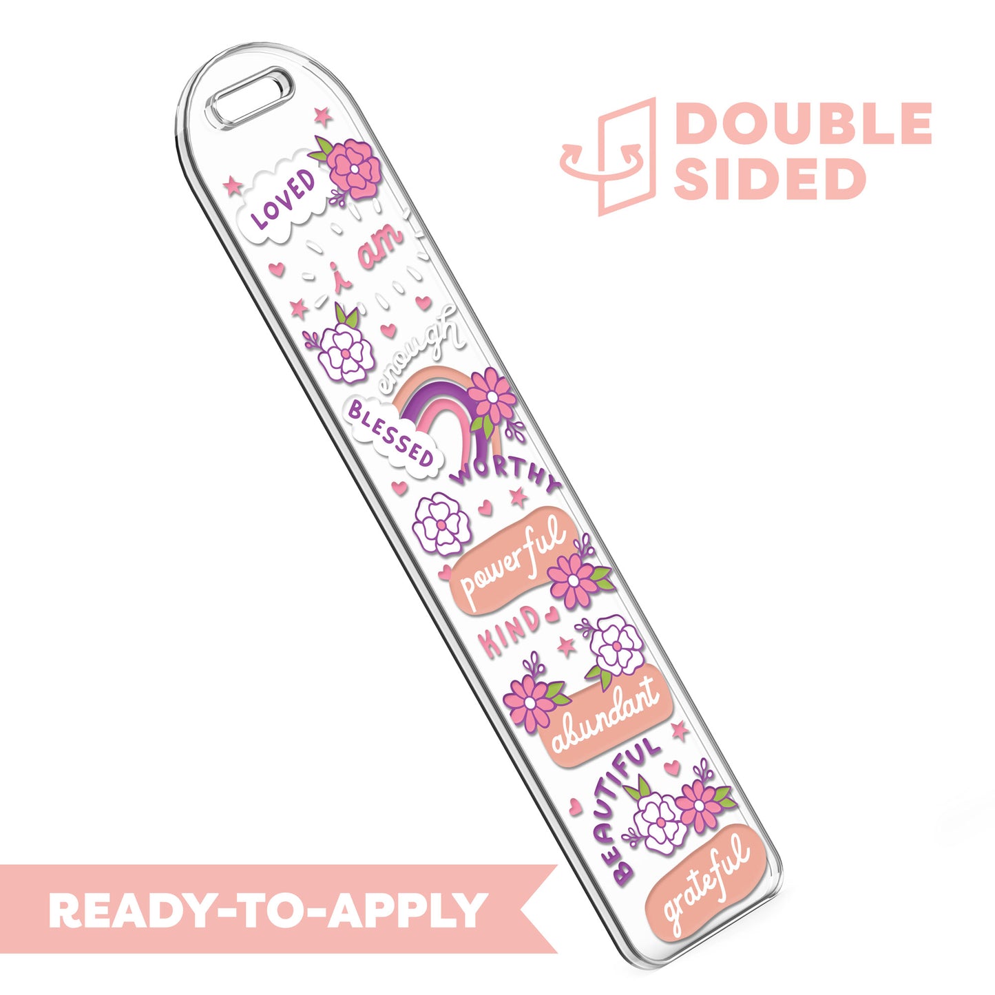 [ Double Sided ] Bookmark UV DTF Decal | I Am Worthy Affirmation 