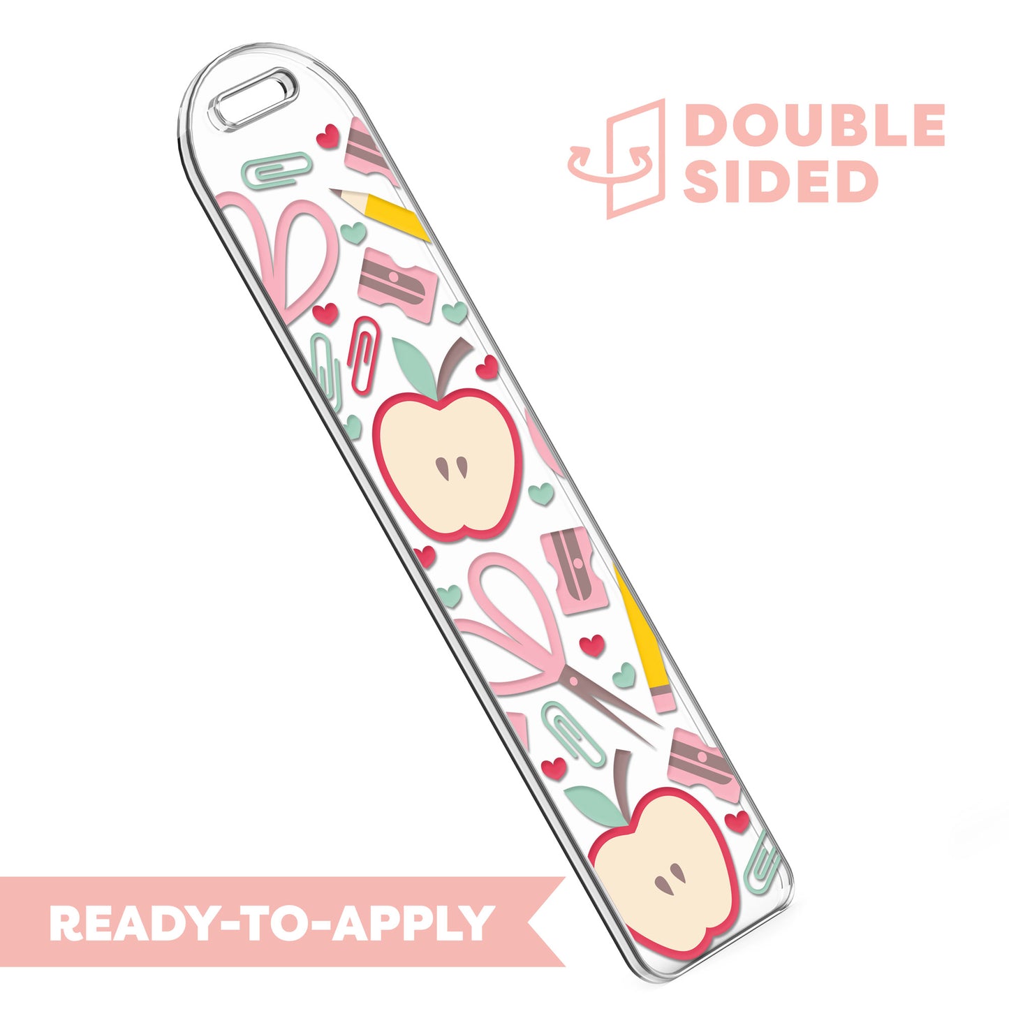 [ Double Sided ] Bookmark UV DTF Decal | School Apple