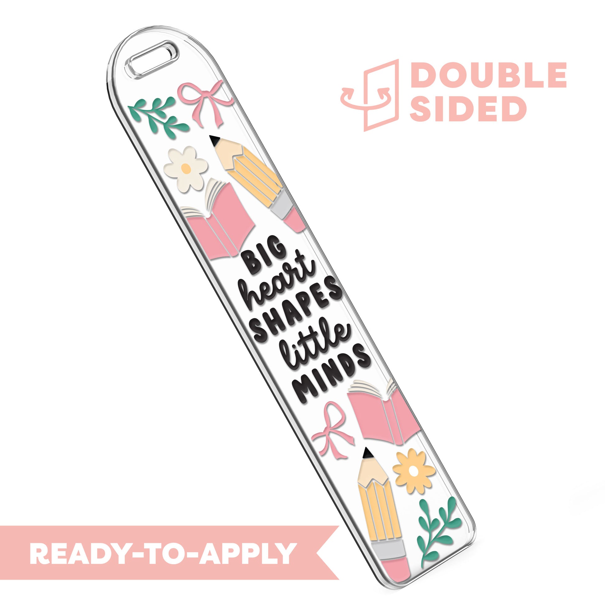 [ Double Sided ] Bookmark UV DTF Decal | Big Heart Shapes Little Minds