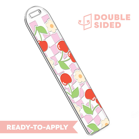 [ Double Sided ] Bookmark UV DTF Decal | Checkered Cherry