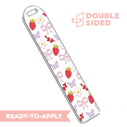 [ Double Sided ] Bookmark UV DTF Decal | Romantic Strawberry