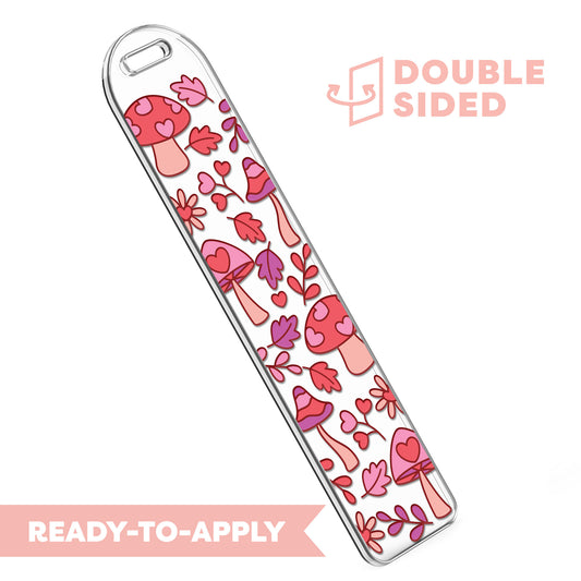 [ Double Sided ] Bookmark UV DTF Decal | Pink Mushroom