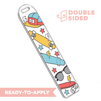 [ Double Sided ] Bookmark UV DTF Decal | Hipster Skateboard