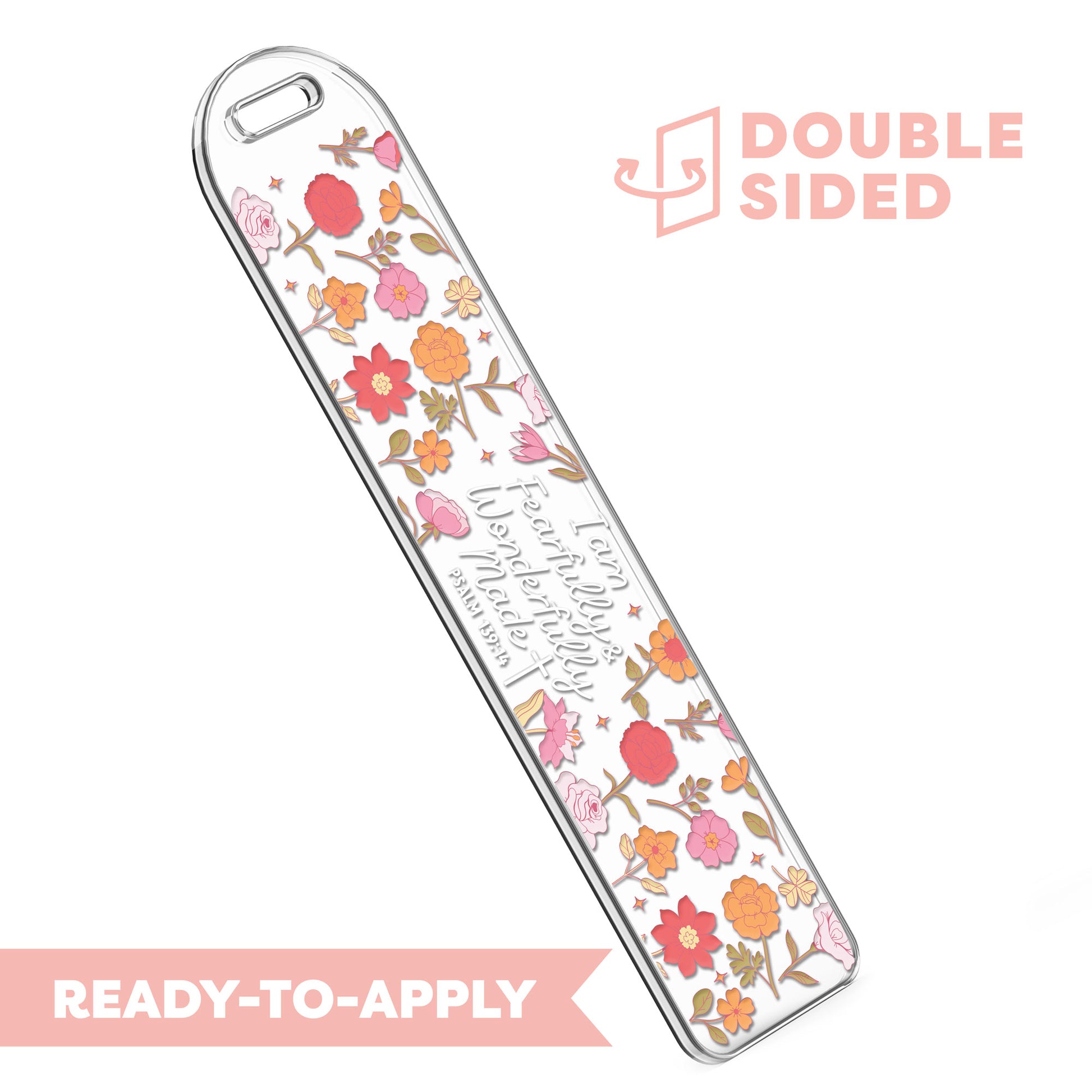 [ Double Sided ] Bookmark UV DTF Decal | Fearfully & Wonderfully Made | Bible Verse