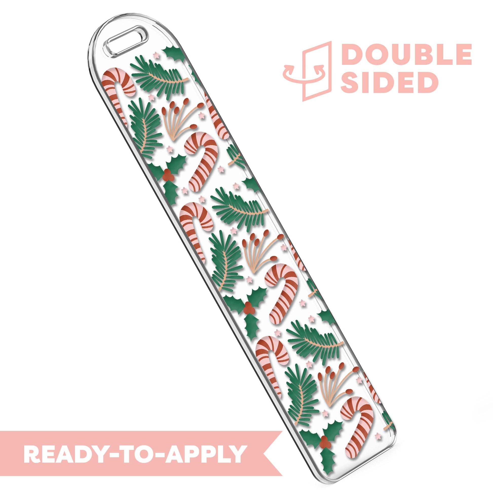 [ Double Sided ] Bookmark UV DTF Decal | Mistletoe Candy Cane