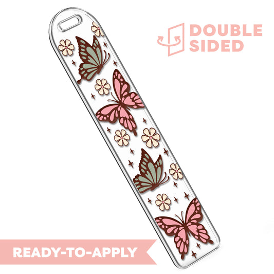 [ Double Sided ] Bookmark UV DTF Decal | Floral Butterfly