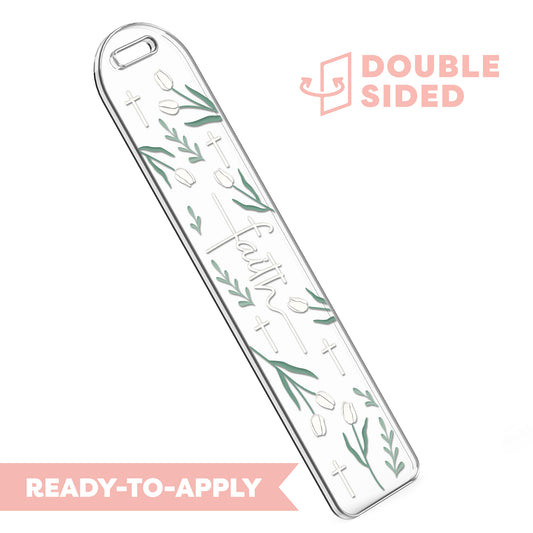 [ Double Sided ] Bookmark UV DTF Decal | Faith White Tulip