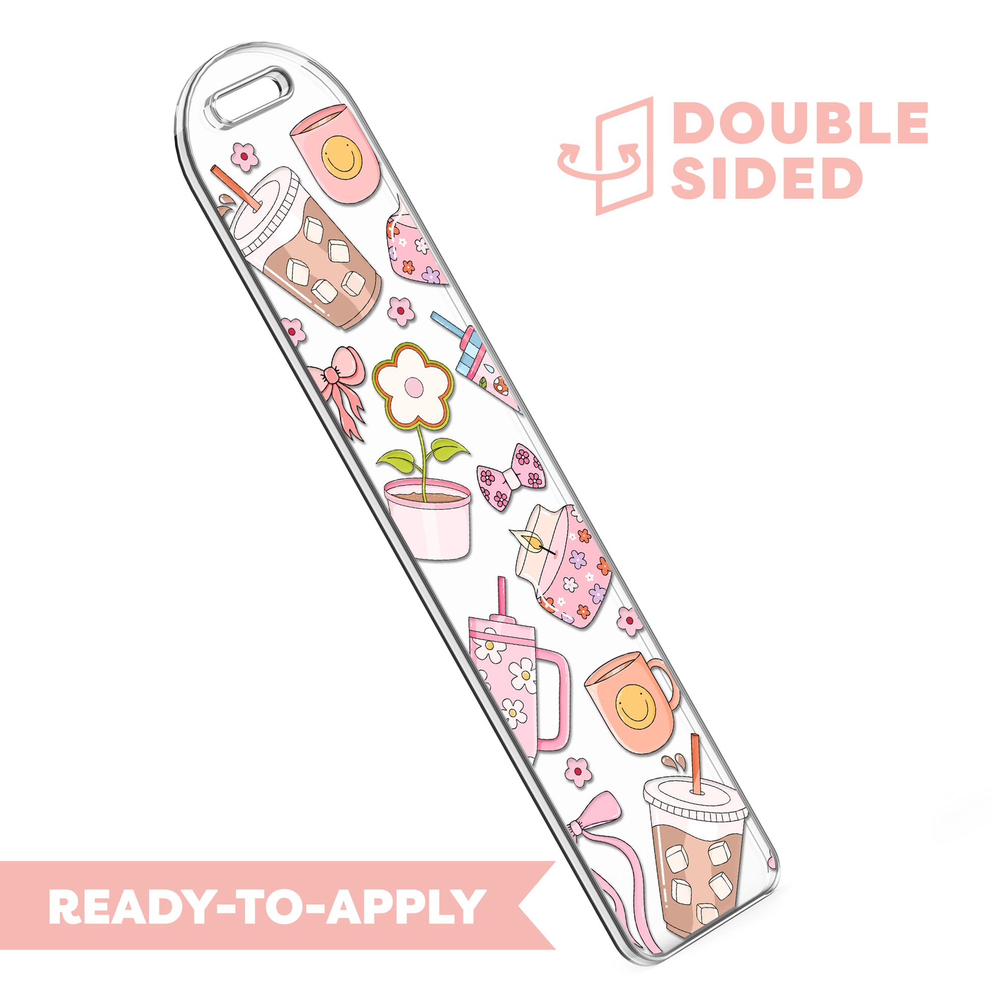 [ Double Sided ] Bookmark UV DTF Decal | Girly Coffee