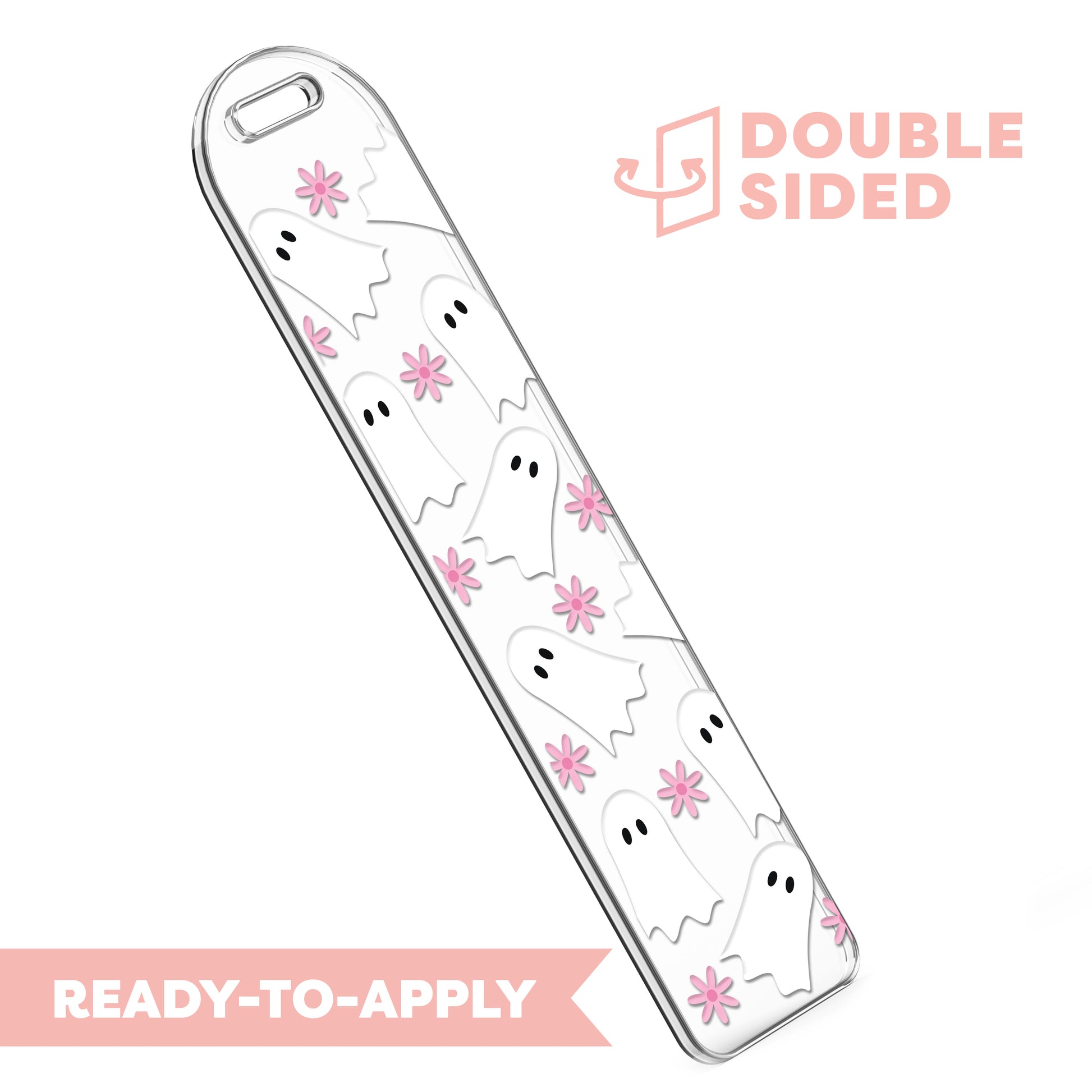 [ Double Sided ] Bookmark UV DTF Decal | Floral Ghost