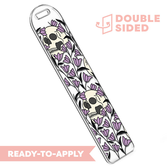 [ Double Sided ] Bookmark UV DTF Decal | Skull Purple Flower