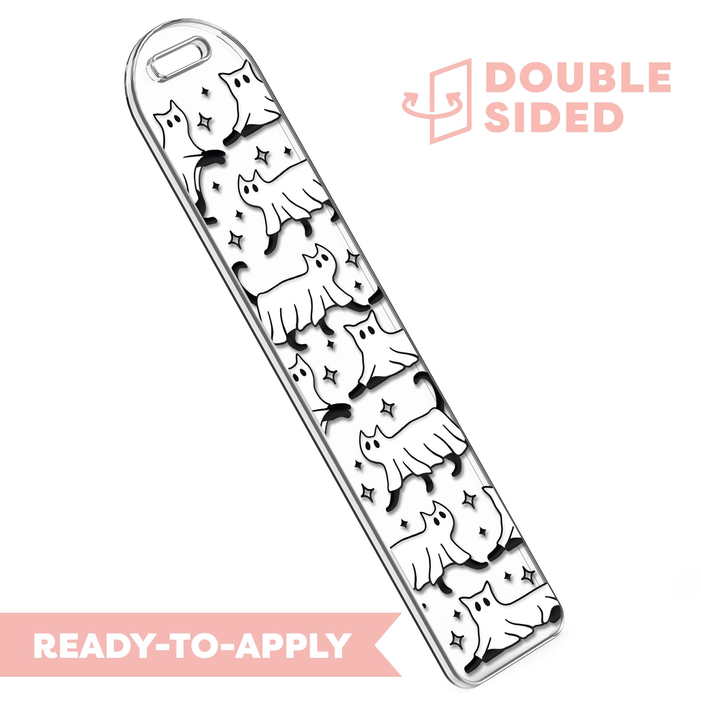 [ Double Sided ] Bookmark UV DTF Decal | Cat Ghost