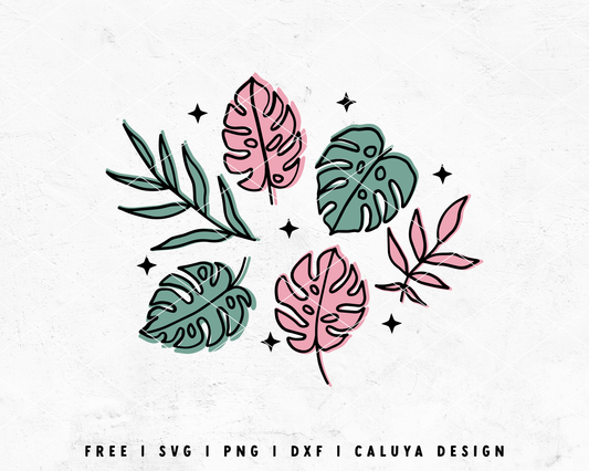 FREE Monstera SVG | Tropical Leaves SVG Cut File for Cricut, Cameo Silhouette | Free SVG Cut File