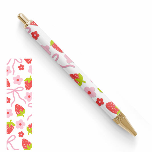 Pen UV DTF Wrap | Pink Bow Strawberry