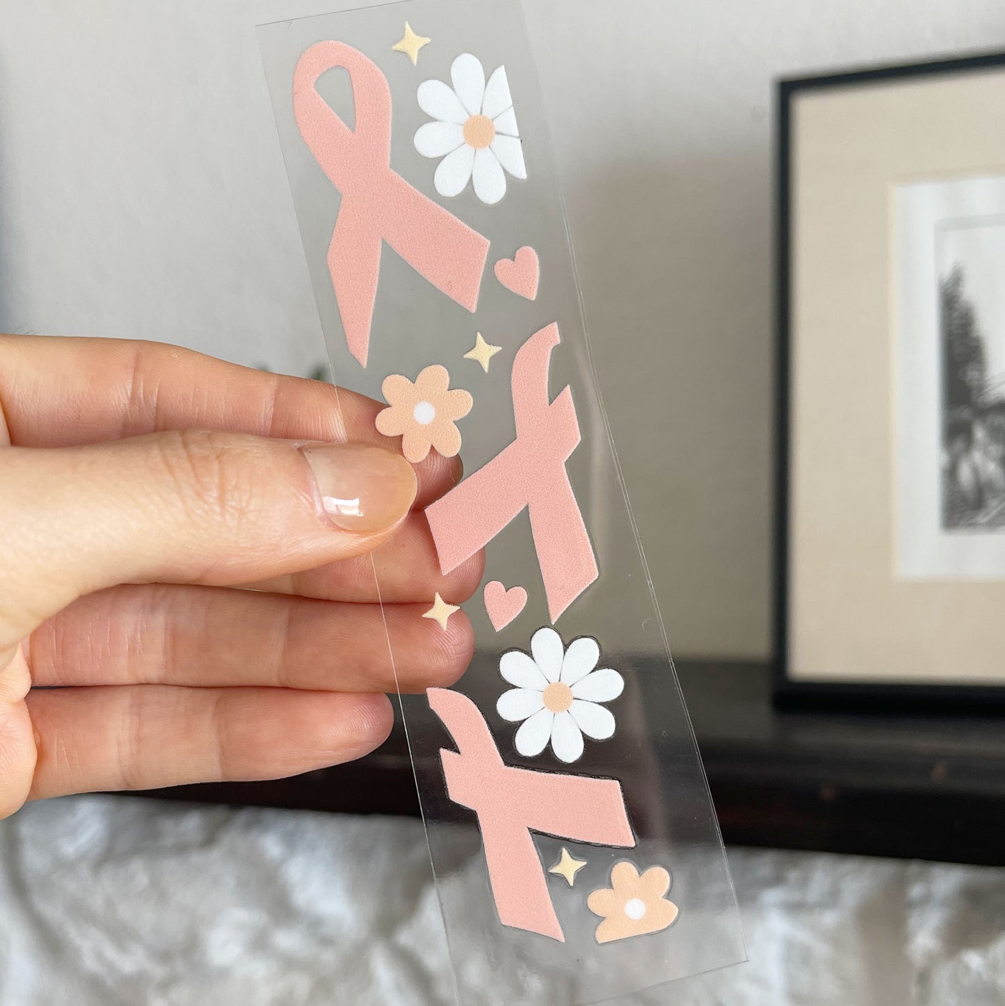 Bookmark UV DTF Decal | Pink Ribbon Awareness