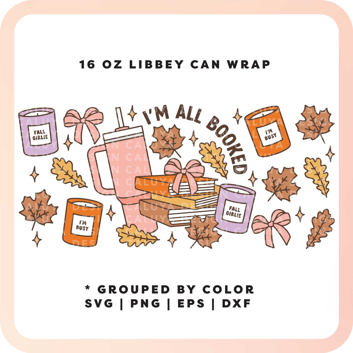 16oz Libbey Can Wrap SVG | All Booked Fall SVG