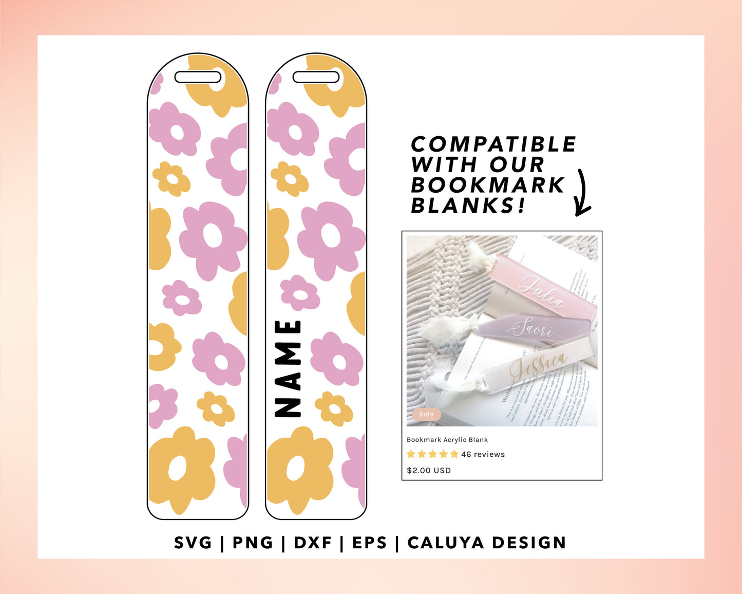 Bookmark Template SVG | Retro Flower SVG