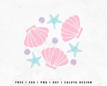FREE Seashell Set SVG | Mermaid Clipart SVG Cut File for Cricut, Cameo Silhouette | Free SVG Cut File