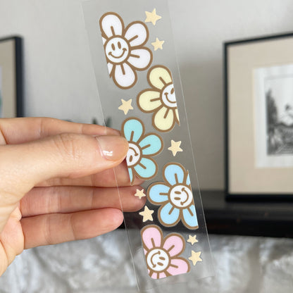 Bookmark UV DTF Decal | Colorful Smiley Daisy Face