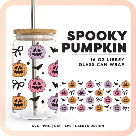 16oz Libbey Can Wrap SVG | Spooky Pumpkin SVG