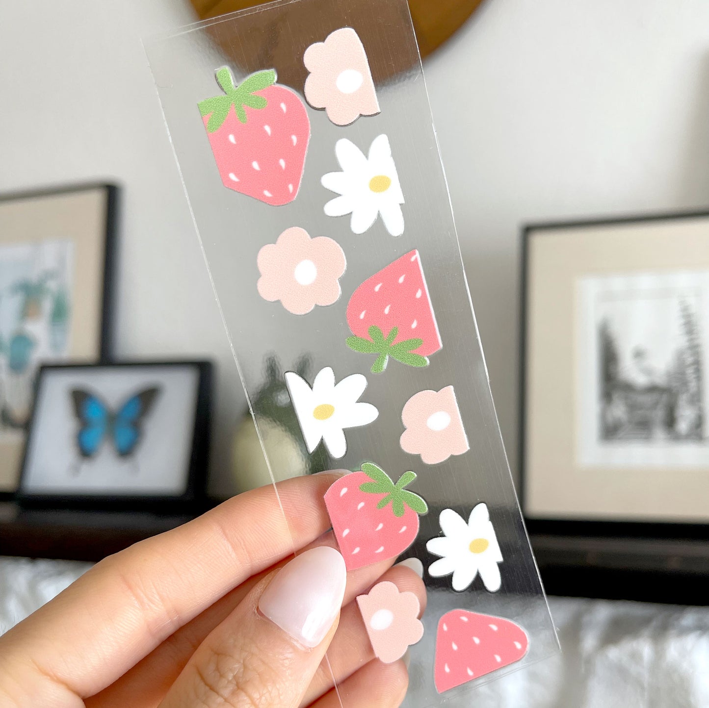 Bookmark UV DTF Decal | Floral Strawberry Field | DIY Bookmark