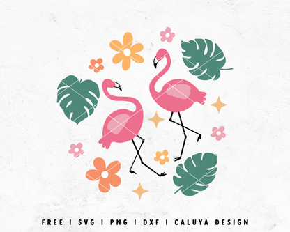 FREE Flamingo SVG | Summer SVG | Monstera SVG Cut File for Cricut, Cameo Silhouette | Free SVG Cut File