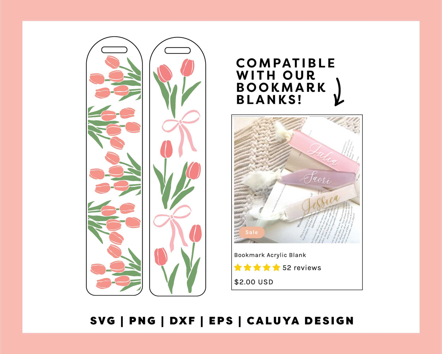Bookmark TemplateSVG | Tulip Garden SVG