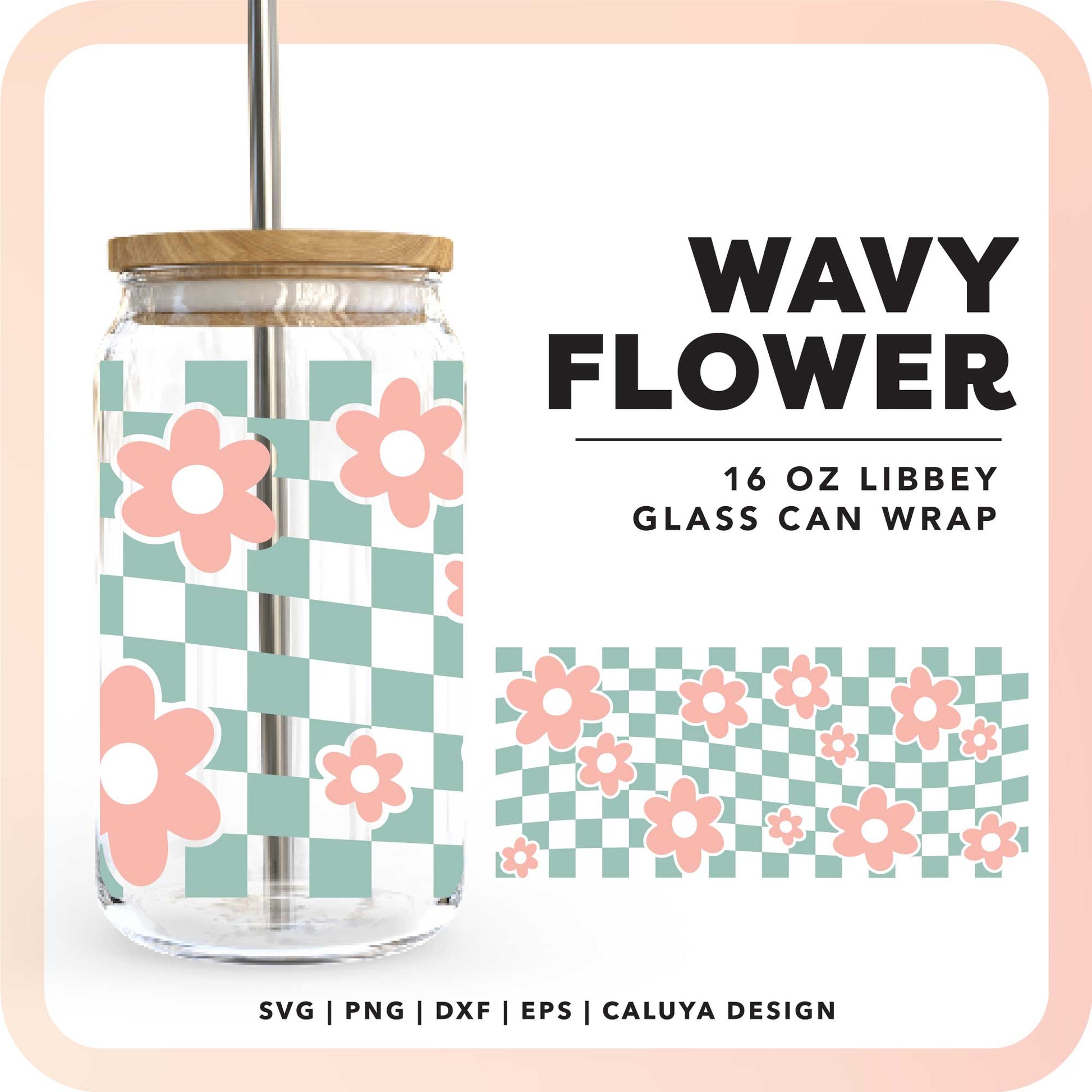 16oz Libbey Can Wrap SVG | Wavy Flower SVG