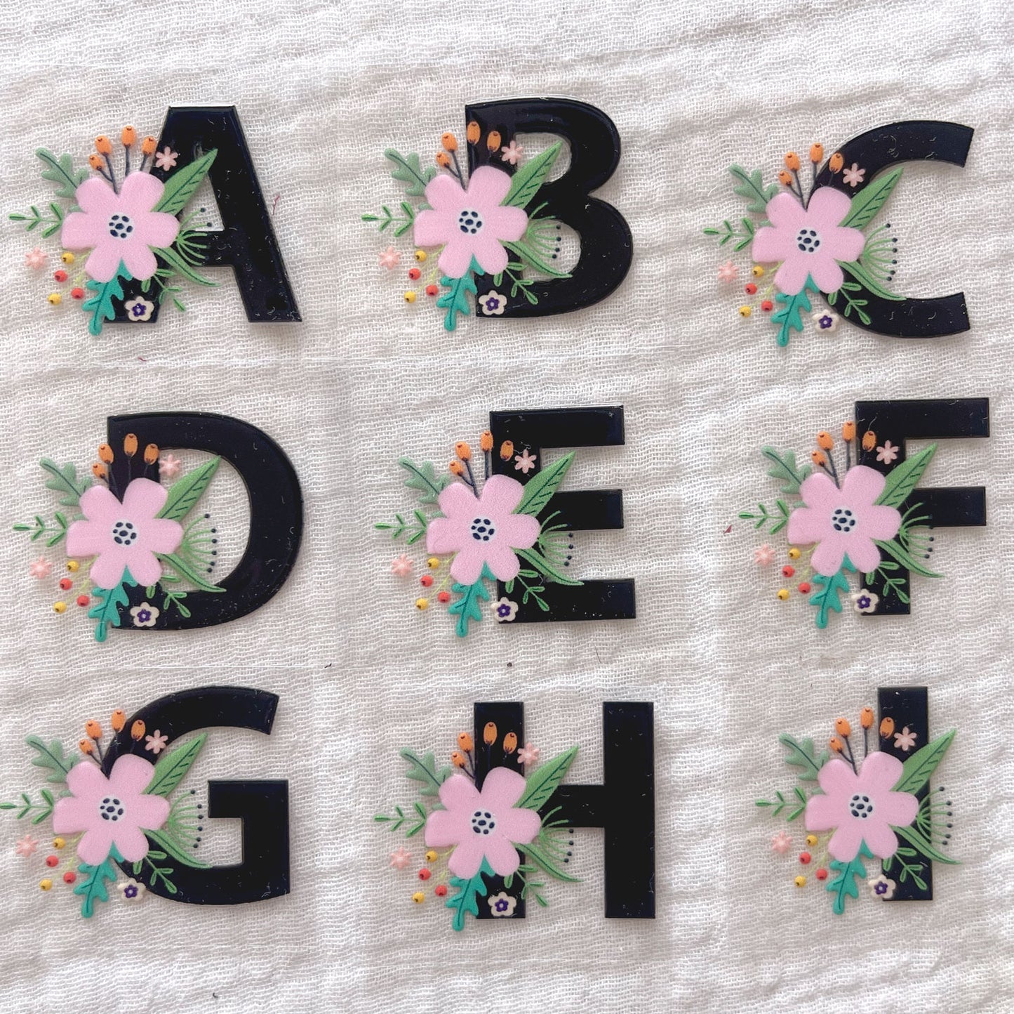 [ Double Sided ] UV DTF Initial Alphabet | Floral Letters