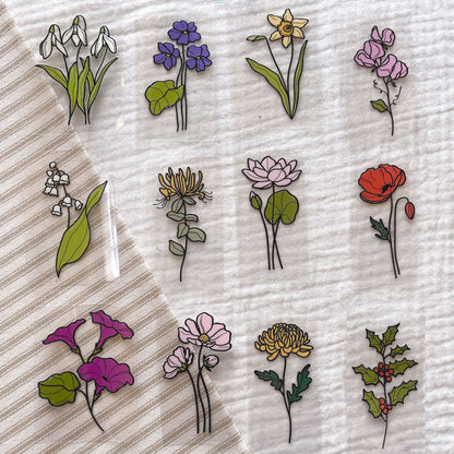 [ Double Sided ] UV DTF Transfer | Birth Month Flower