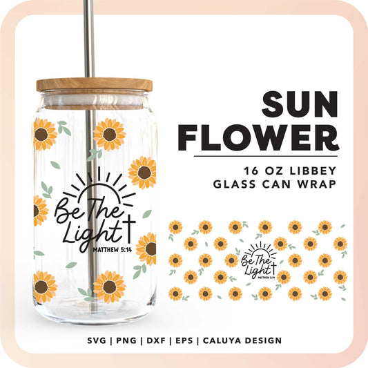 16oz Libbey Can Cup Wrap SVG | Be The Light SVG