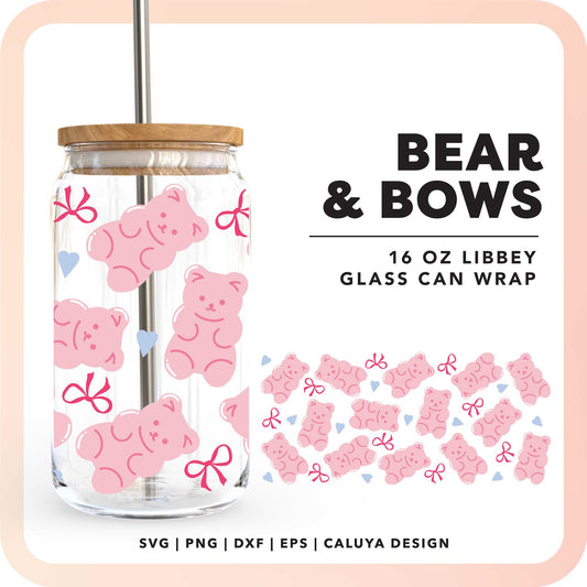 16oz Libbey Can Cup Wrap SVG | Bear And Bow Color SVG