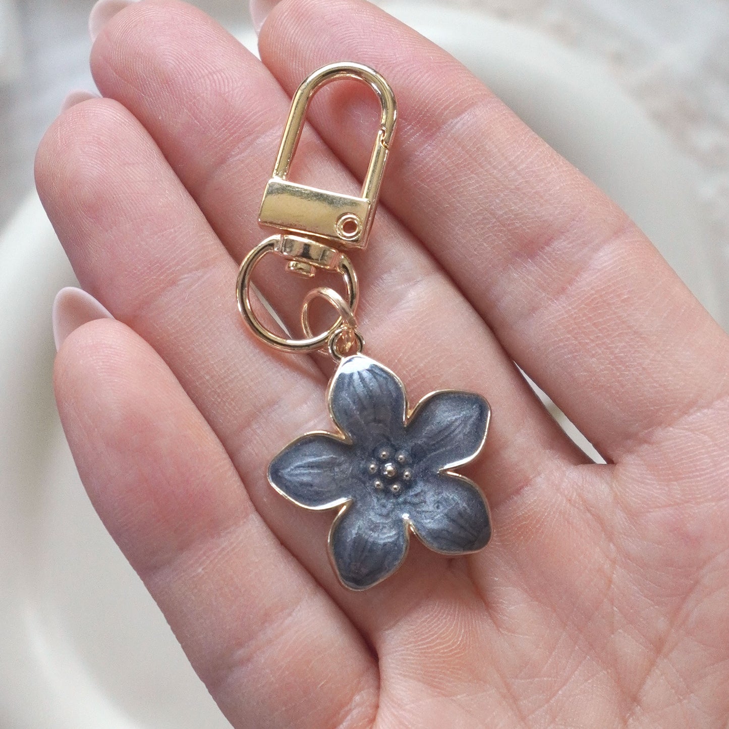 3D Enamel Flower Charm Keychain