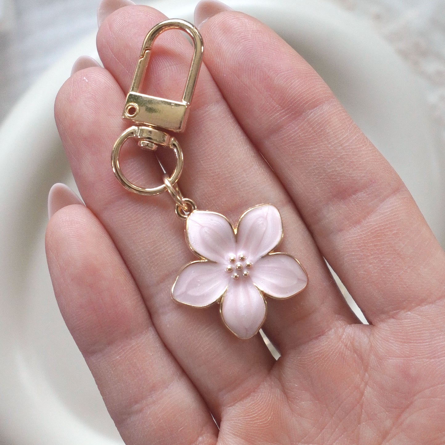 3D Enamel Flower Charm Keychain
